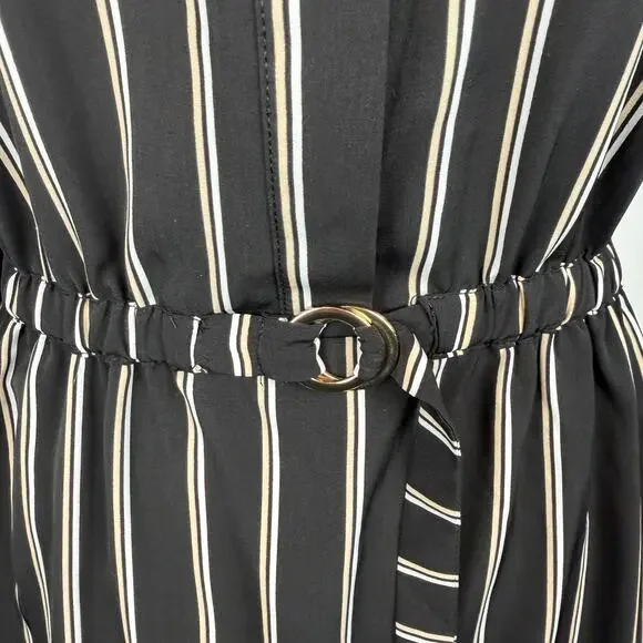 Black Striped Shirt Dress Knee Length Size 4 Young Professional Office Career - Picture 7 of 12